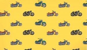 דוגמה של אופנועים על רקע צהוב